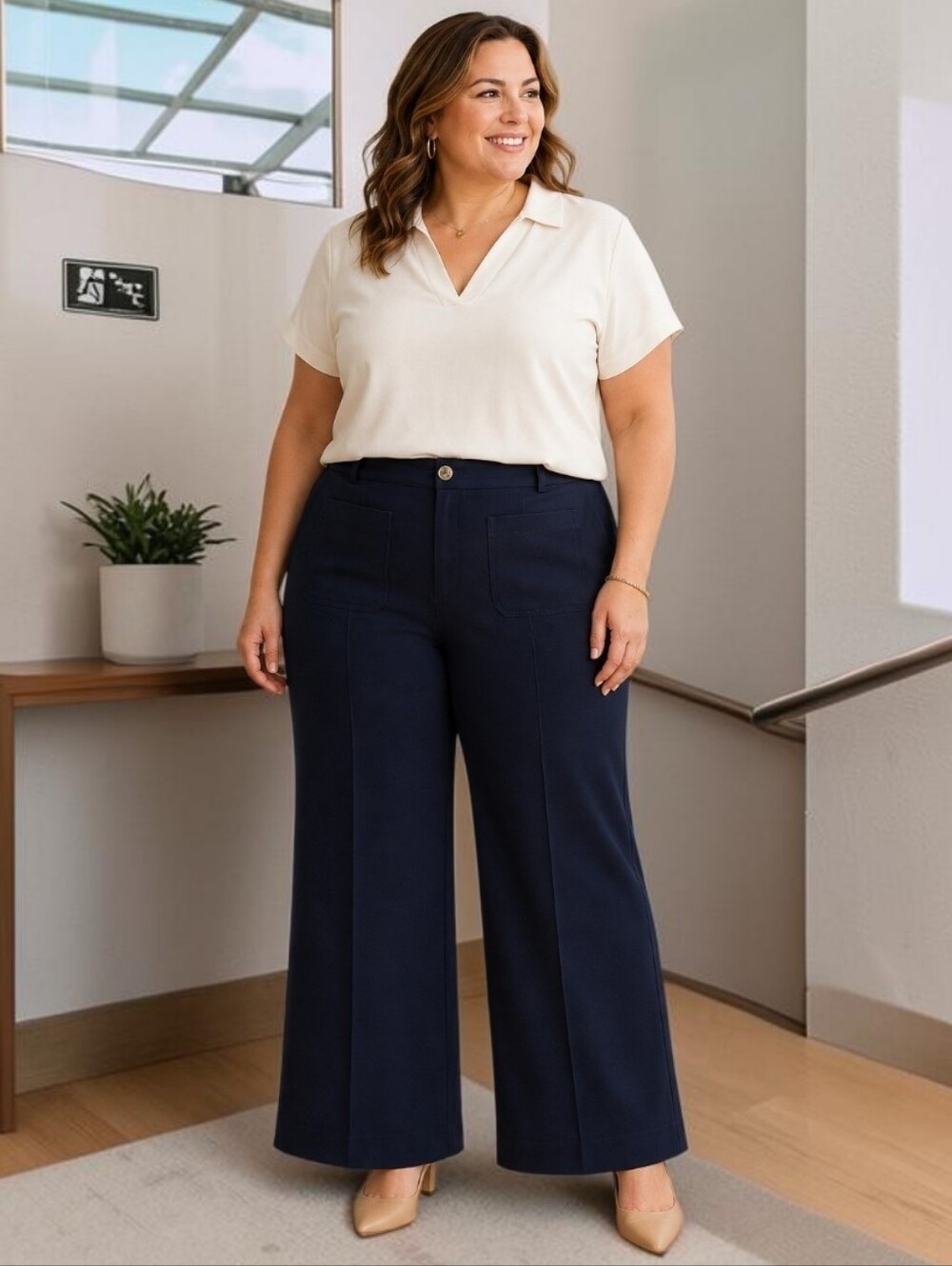 Talbots Navy Wide Leg Ponte Pants - 16WP